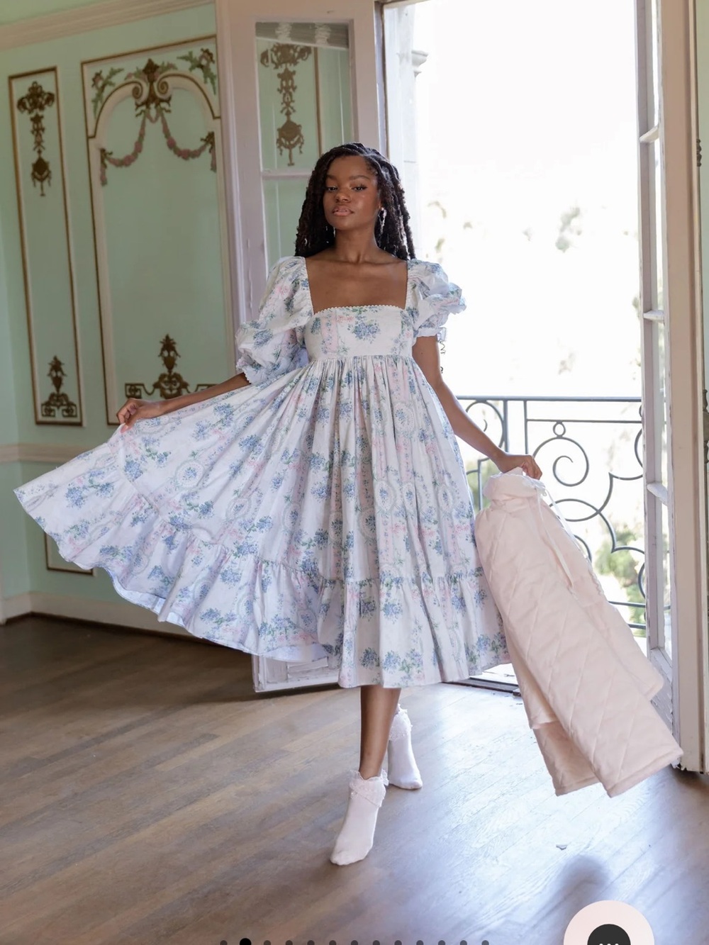 Selkie La Belle Etoile Cotton French Puff Sleeve Dress
